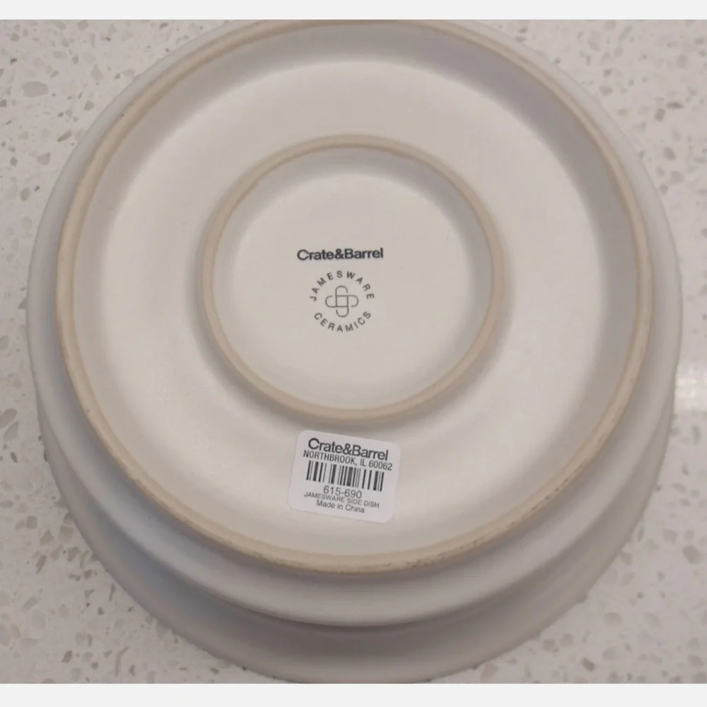 New! Crate&Barrel White Stoneware Side Dish LIMITED EDITION